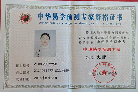 中华易学预测专家（易学常务副会长）